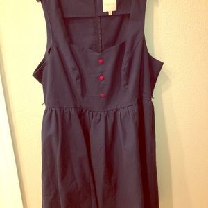 Navy Mod Cloth Sweetheart Neck Dress